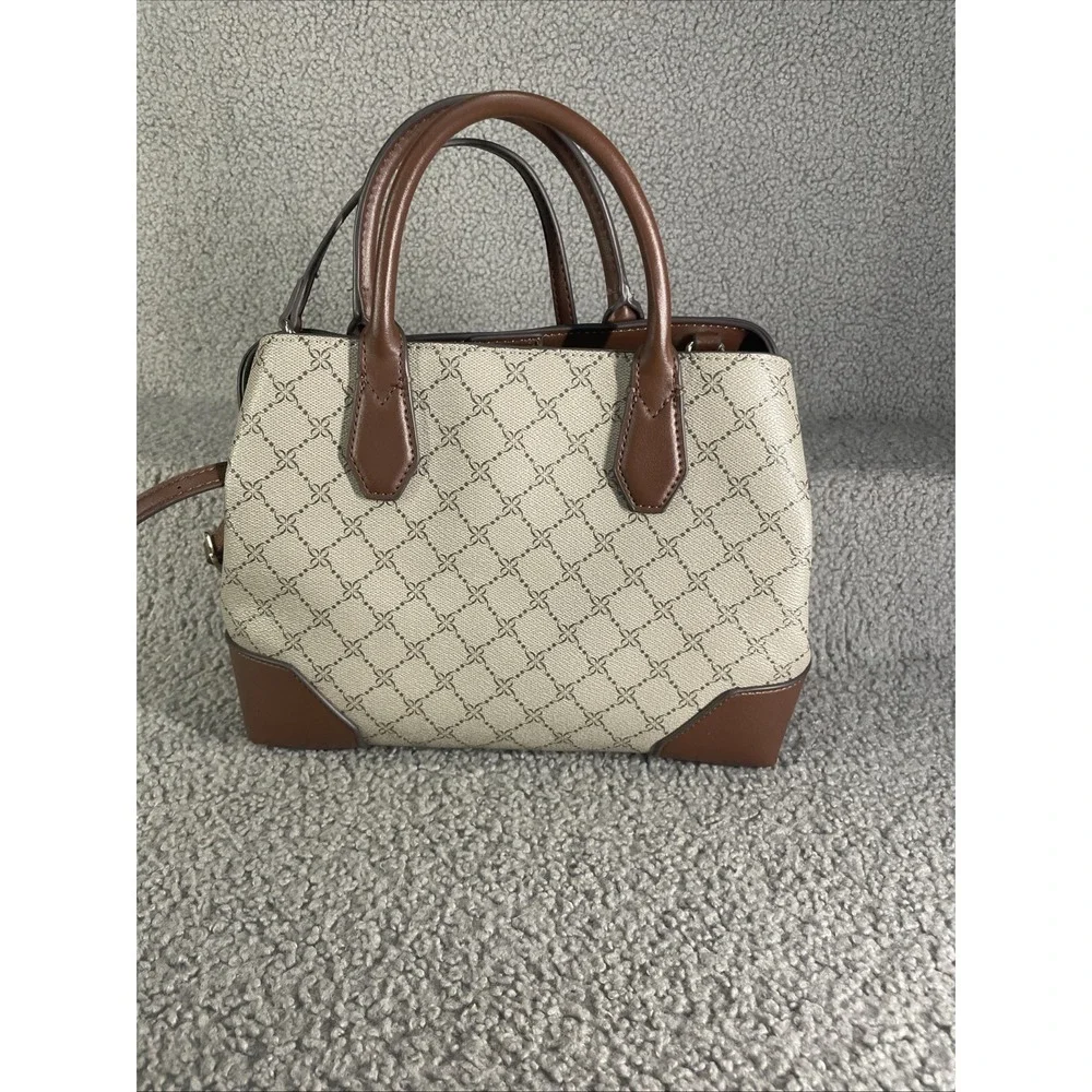 Nine West Purse Tote Satchel/ Taupe Faux Leather Shoulder Bag Handles‎